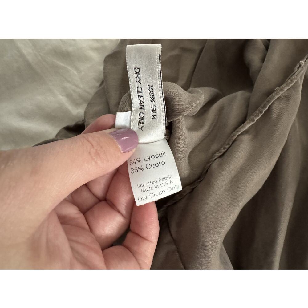 Camilla Olsen Womens Silk Ruched Taupe Brown Tank Size S Designer Luxe V Neck - Picture 5 of 6